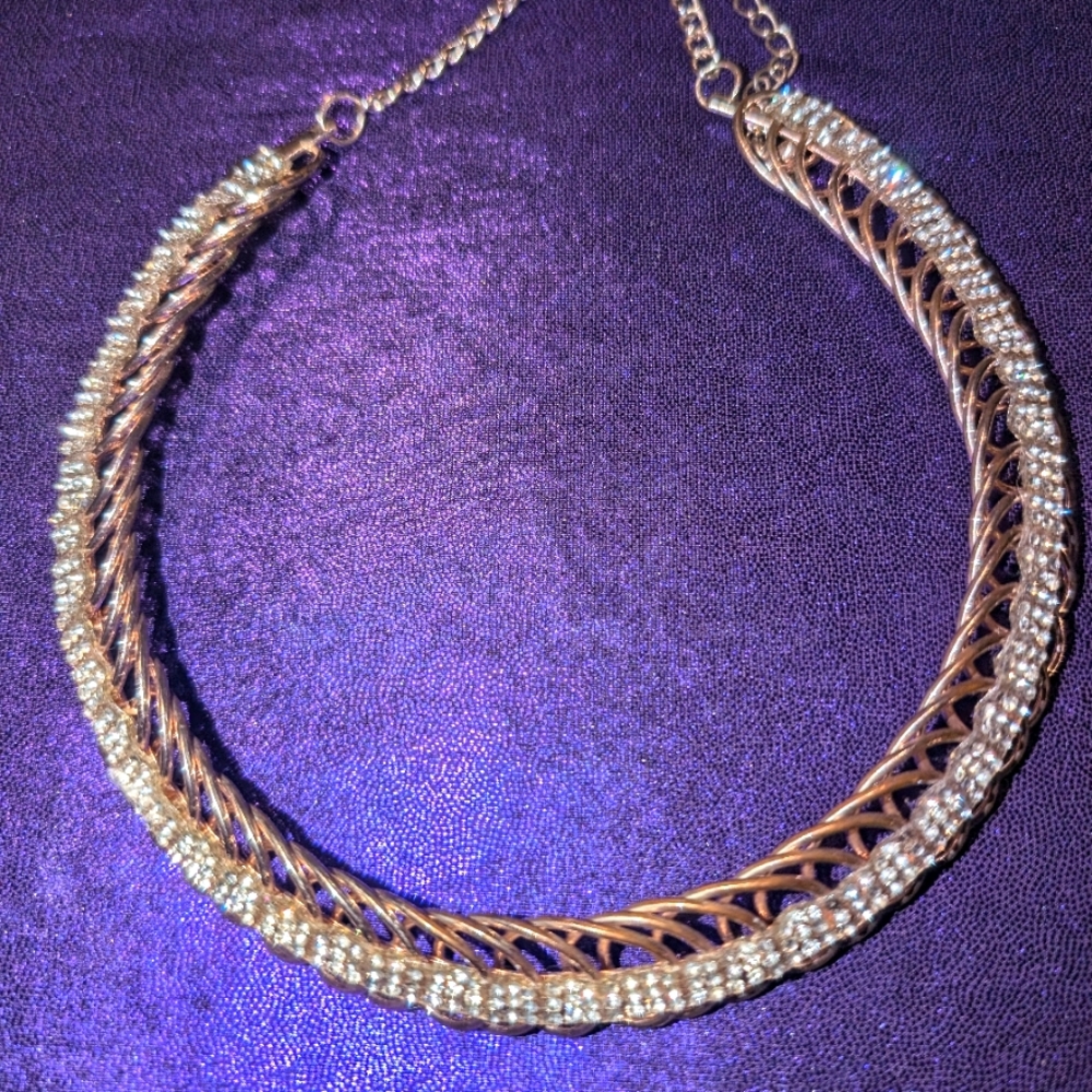 Gold Tone Choker with Diamante